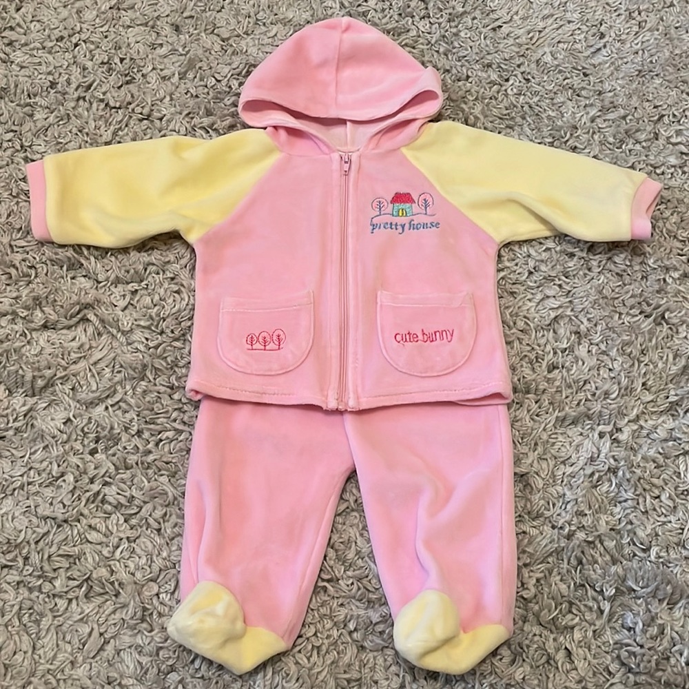 Coney Isle Pink & Yellow Outfit, Size 6/9 Months